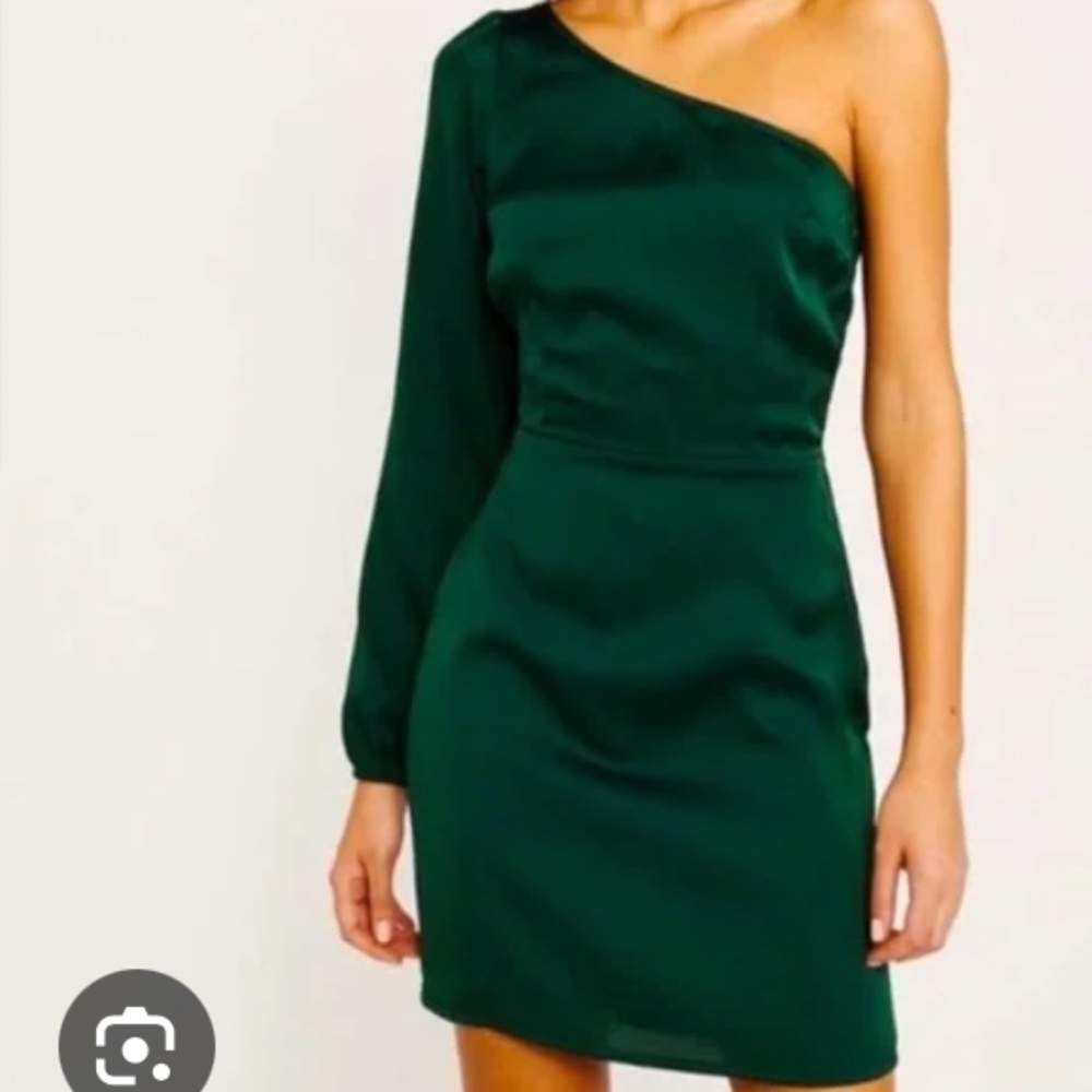 Abercrombie & Fitch Emerald Green One Sleeve Mini Holiday Dress XS